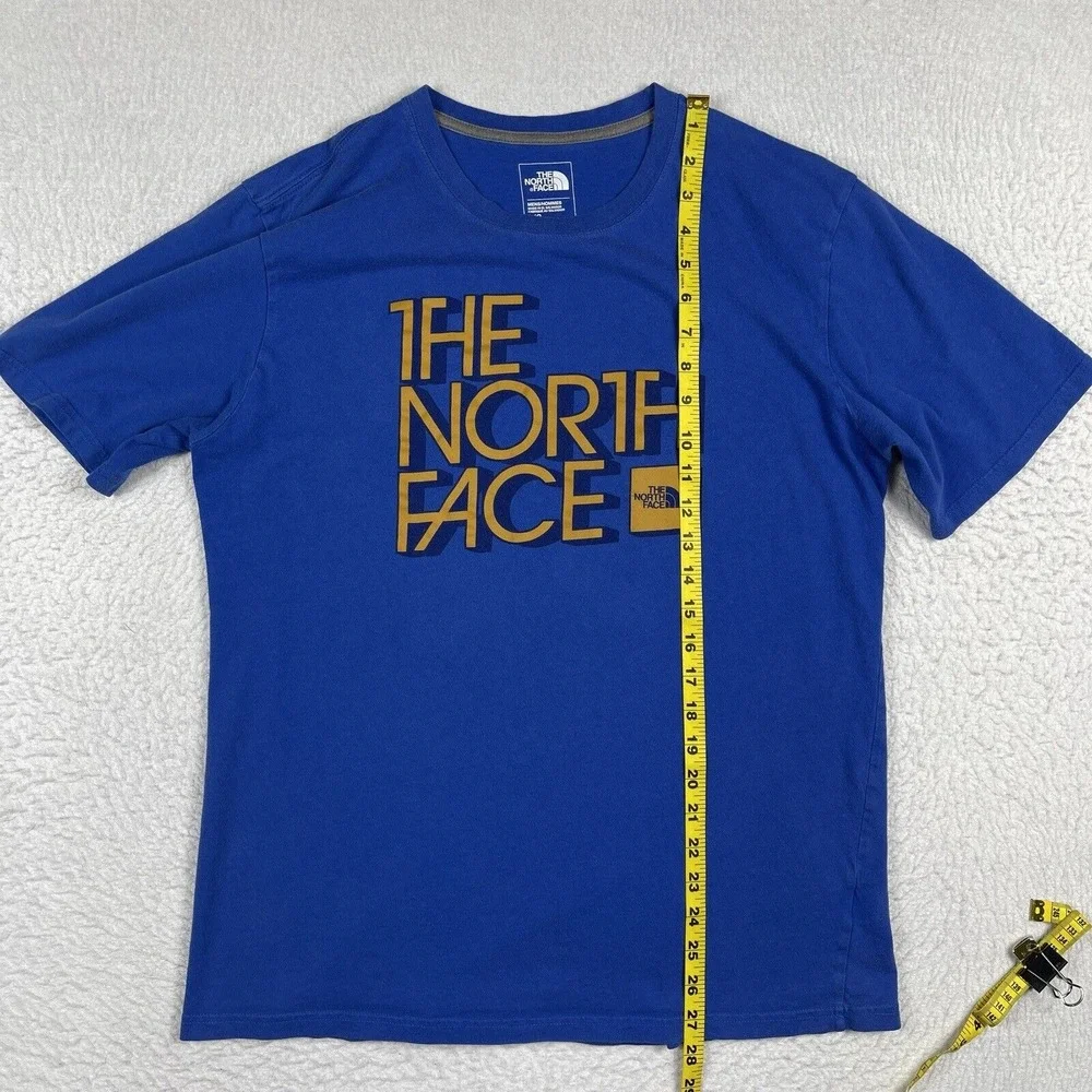 The North Face Shirt Mens Large Blue Outdoors 3D Block Logo Camp Hike Casual Tee
